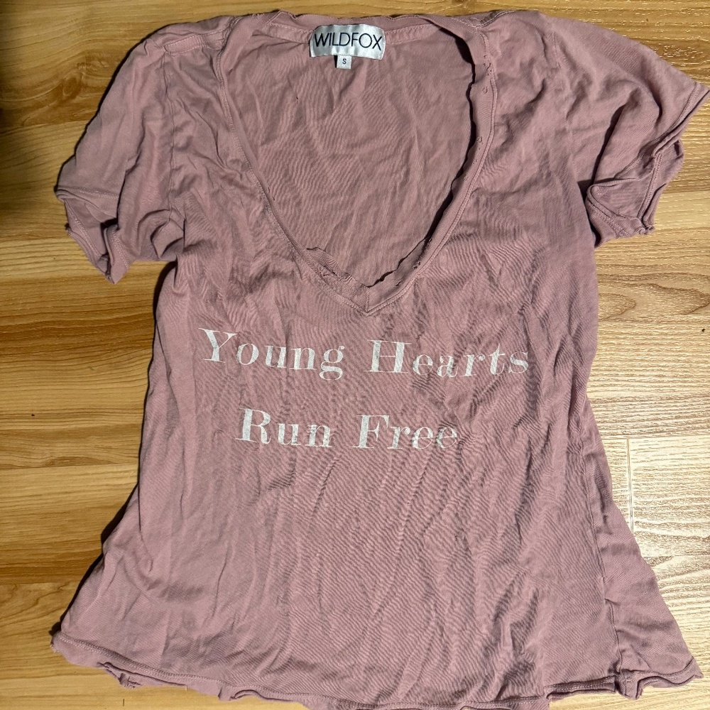 Wildfox Distressed dusty rose tee